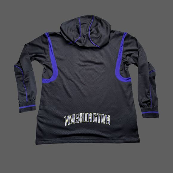 adidas UW Huskies University of Washington Mesh Hoodie Black L NWT HN7656 - Picture 7 of 8
